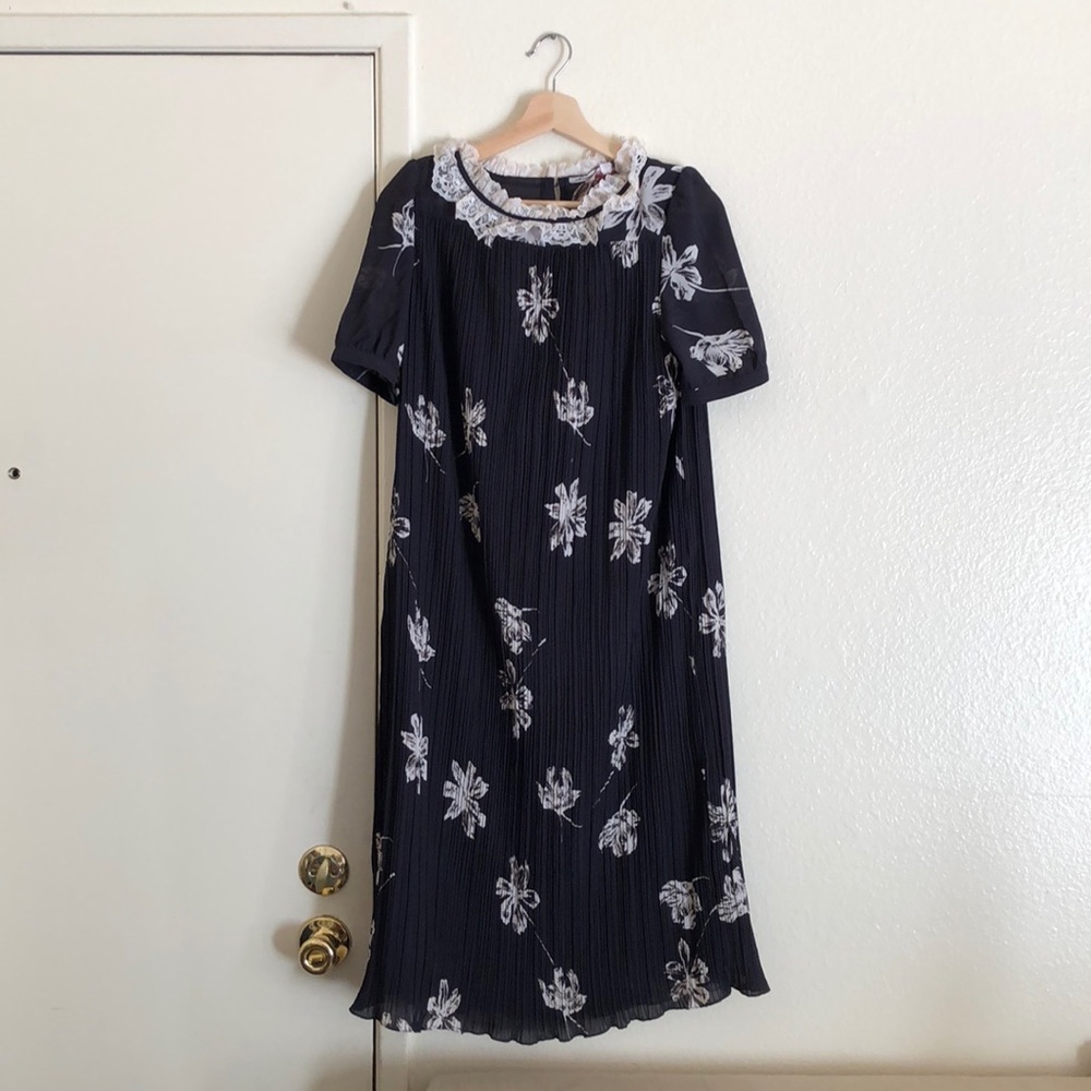 Vintage Pleated Floral Tea Party Dress